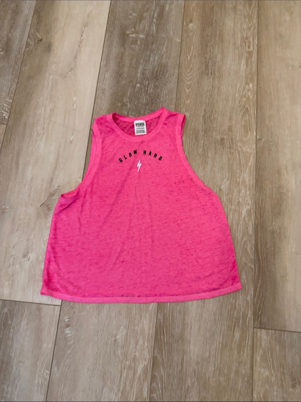 Womens Pink Graphic Tank Top - Glow Hard